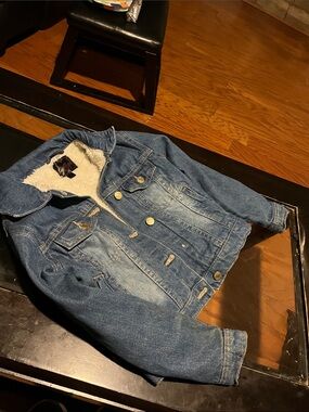 Kids Blue Sherpa-Lined Denim Jacket